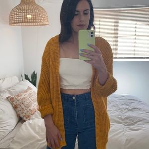Mustard oversized knit cardigan